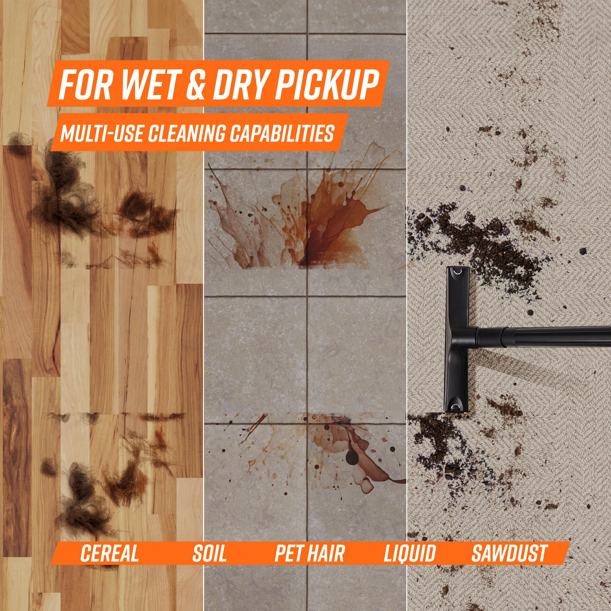 Armor All 6-Gallon* 5.5 Peak HP† 3-in-1 Wet/Dry/Upholstery Shampoo Vacuum Cleaner – VK609PFR 0901 - Image 4