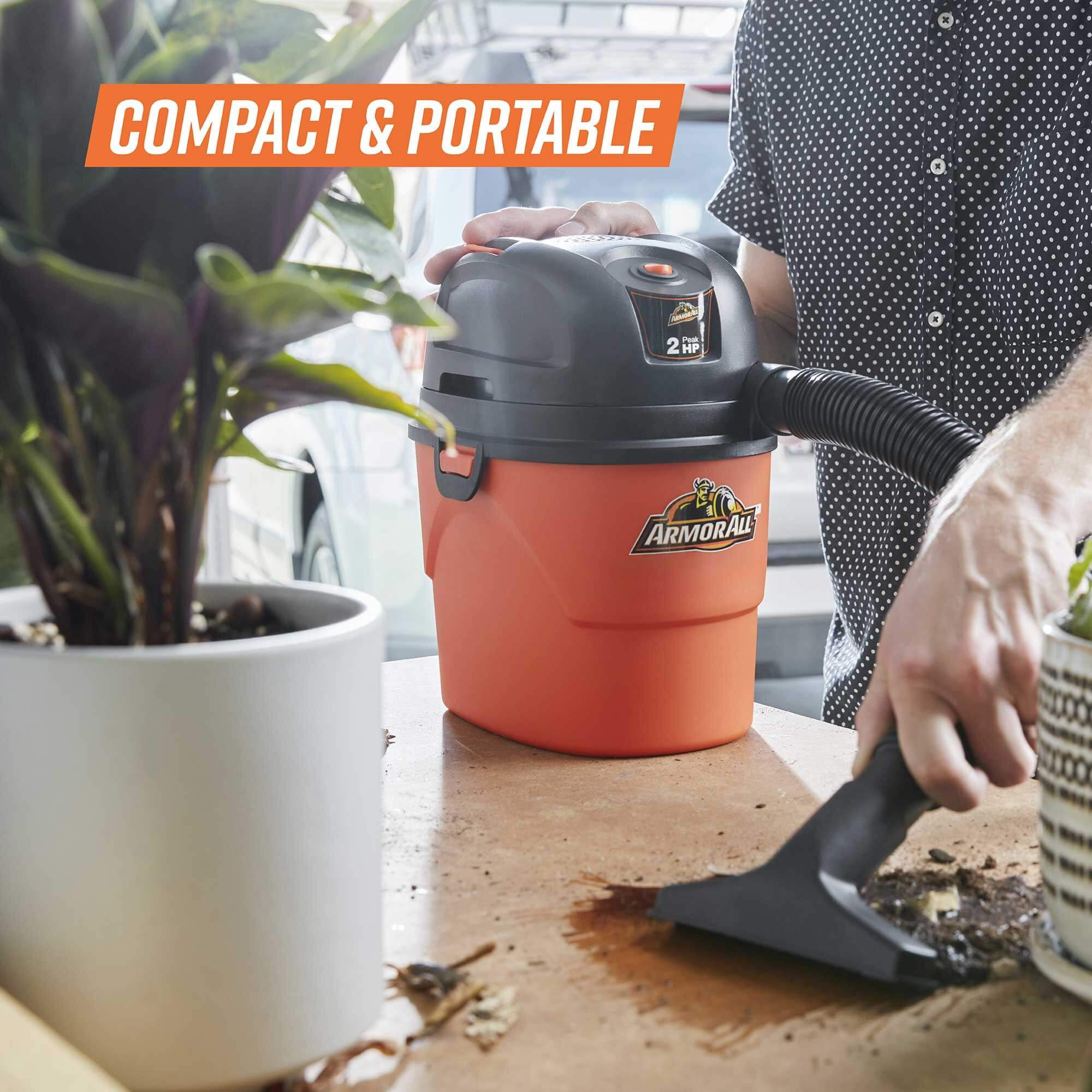 Armor All® AA155 1.5-Gallon 2 Peak HP Portable Wet/Dry Vacuum, Orange - Image 5