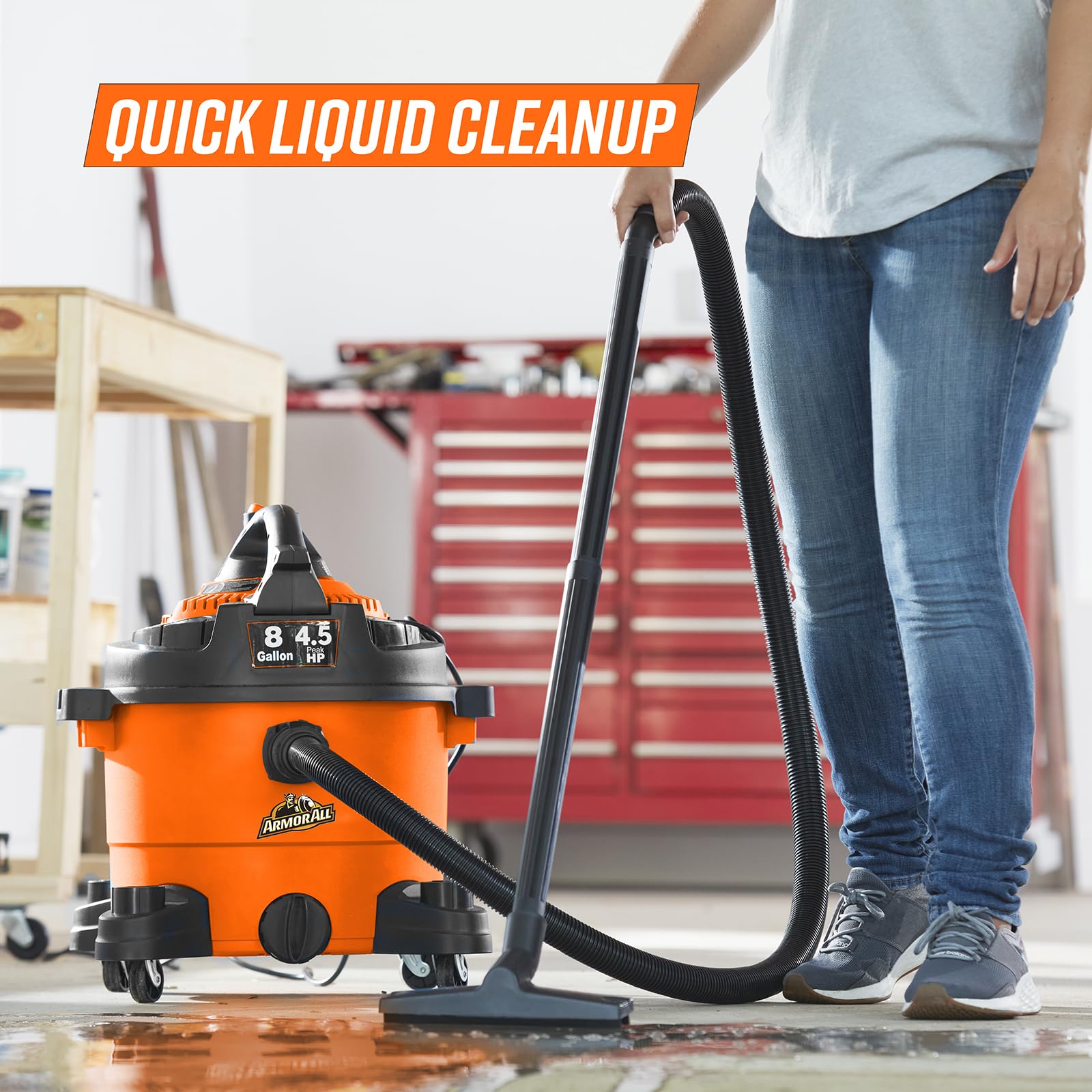 Armor All VBV809 0901 8-Gallon 4.5 Peak HP Wet/Dry Vacuum with Detachable Blower, Orange - Image 6