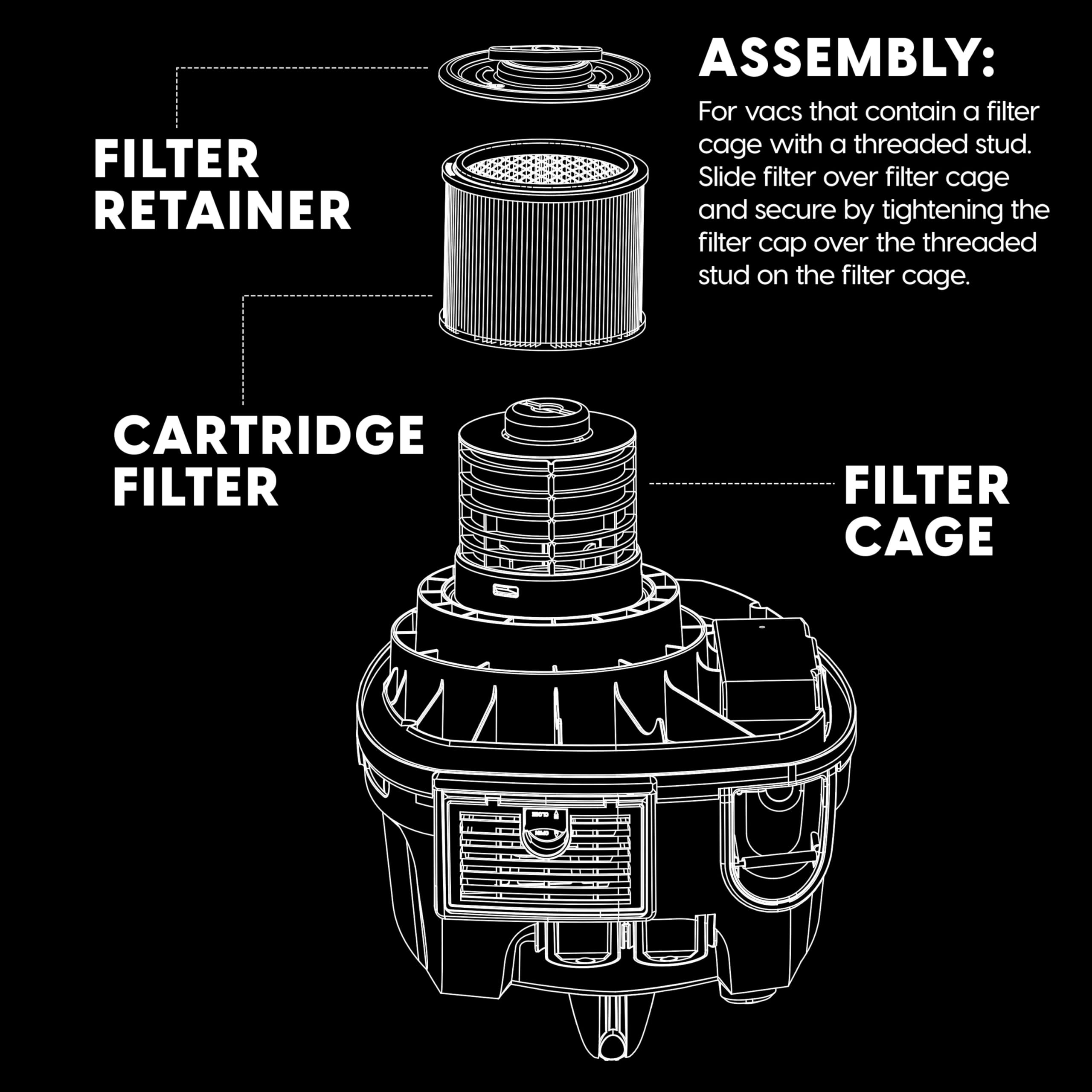 Vacmaster 4-5 Gallon Washable Cartridge Filter & Retainer – VFCF - Image 7