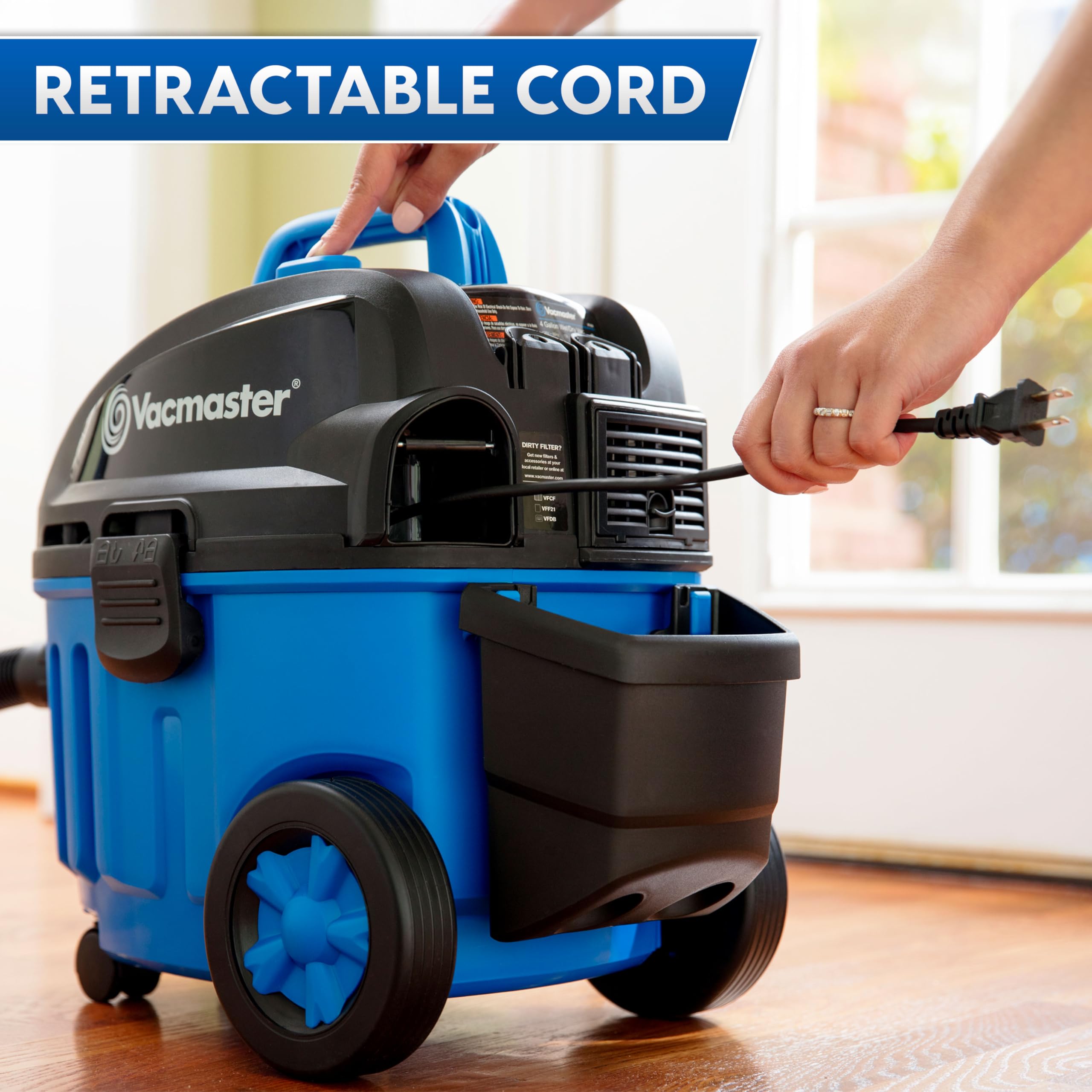 Vacmaster 4 Gallon, 5 Peak HP with 2-Stage Industrial Motor Wet/Dry Floor Vacuum, VF408, Blue - Image 4