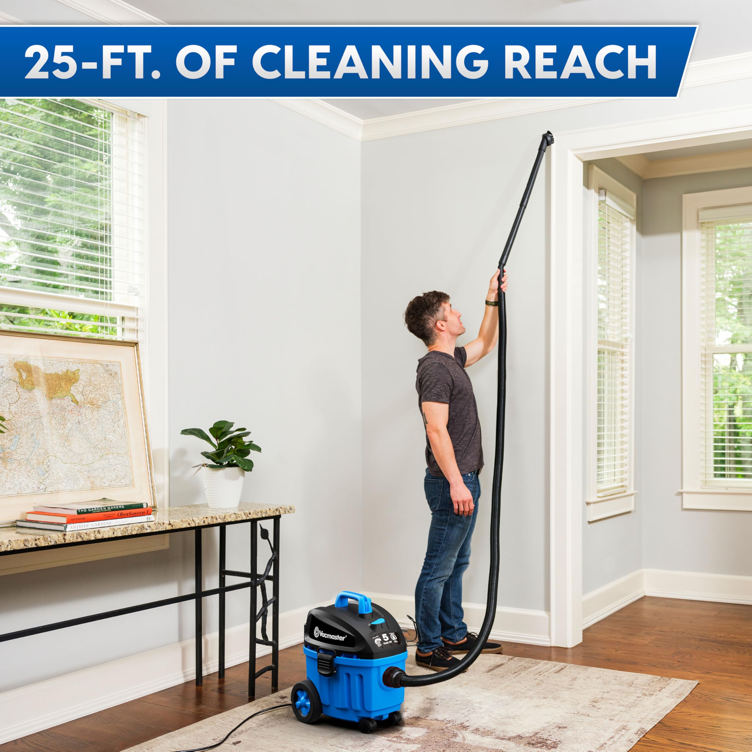 Vacmaster 4 Gallon, 5 Peak HP with 2-Stage Industrial Motor Wet/Dry Floor Vacuum, VF408, Blue - Image 5