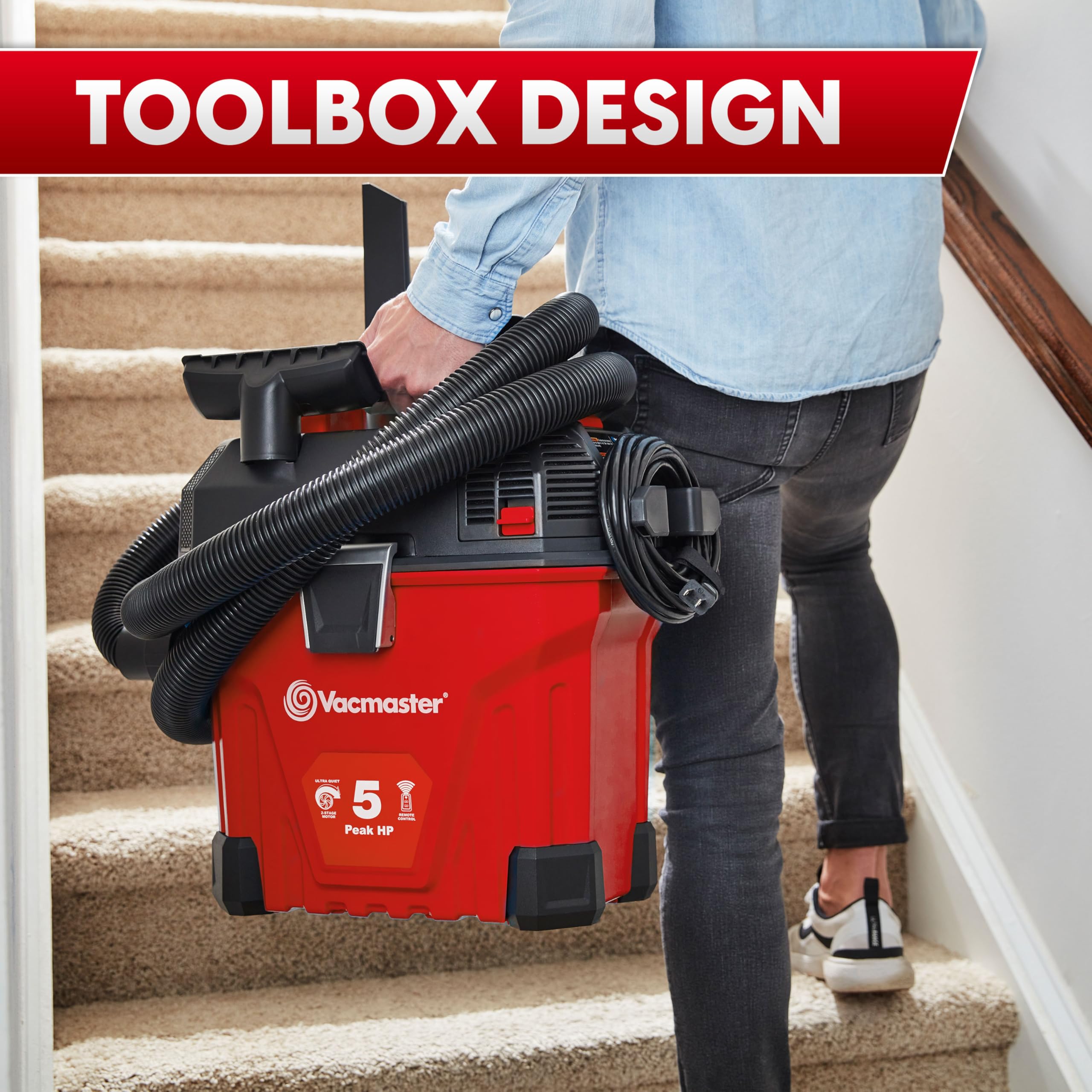 Vacmaster 5-Gallon* 5 Peak HP† Remote Control Wall Mount Wet/Dry Vac – VWMB508 1101 - Image 7
