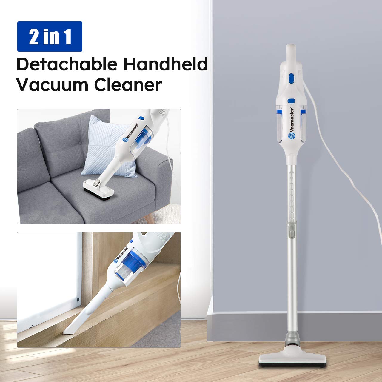 Vacmaster Corded Stick Vacuum Cleaner 2 in 1 Ultra-Lightweight 14Kpa Power Suction Handheld Vacuum Cleaner with Washable HEPA Filter for Home, Car, Pet Hair, Carpet, Hard Floor - Image 6