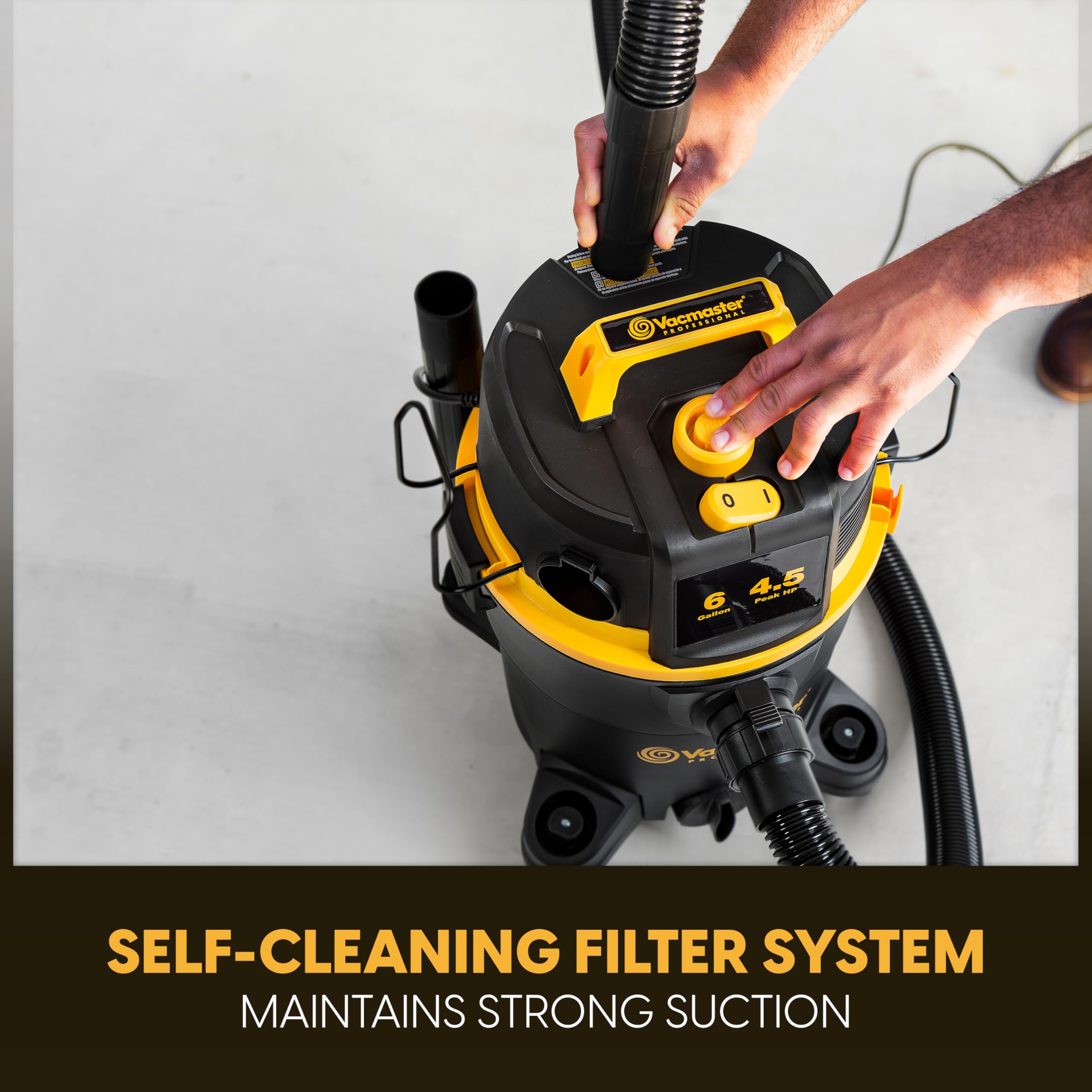 Vacmaster Professional 6 Gallon 4.5 Peak HP Wet/Dry Vacuum with Self-Cleaning Filter System - VDK611PF 0201 - Image 4