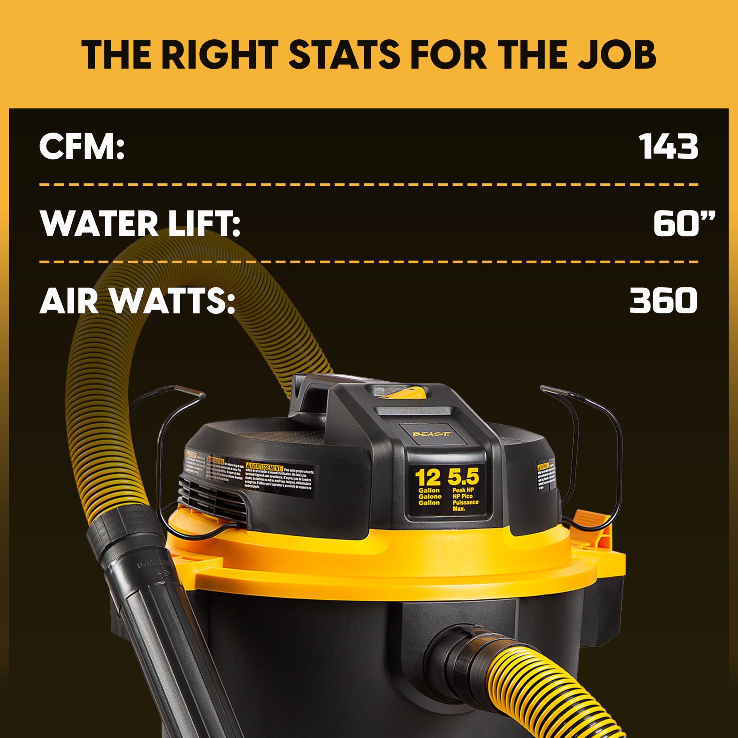 Vacmaster Professional Beast Series 12-Gallon 5.5 Peak HP Wet/Dry Vacuum- VJH1211 PF 0205 - Image 8