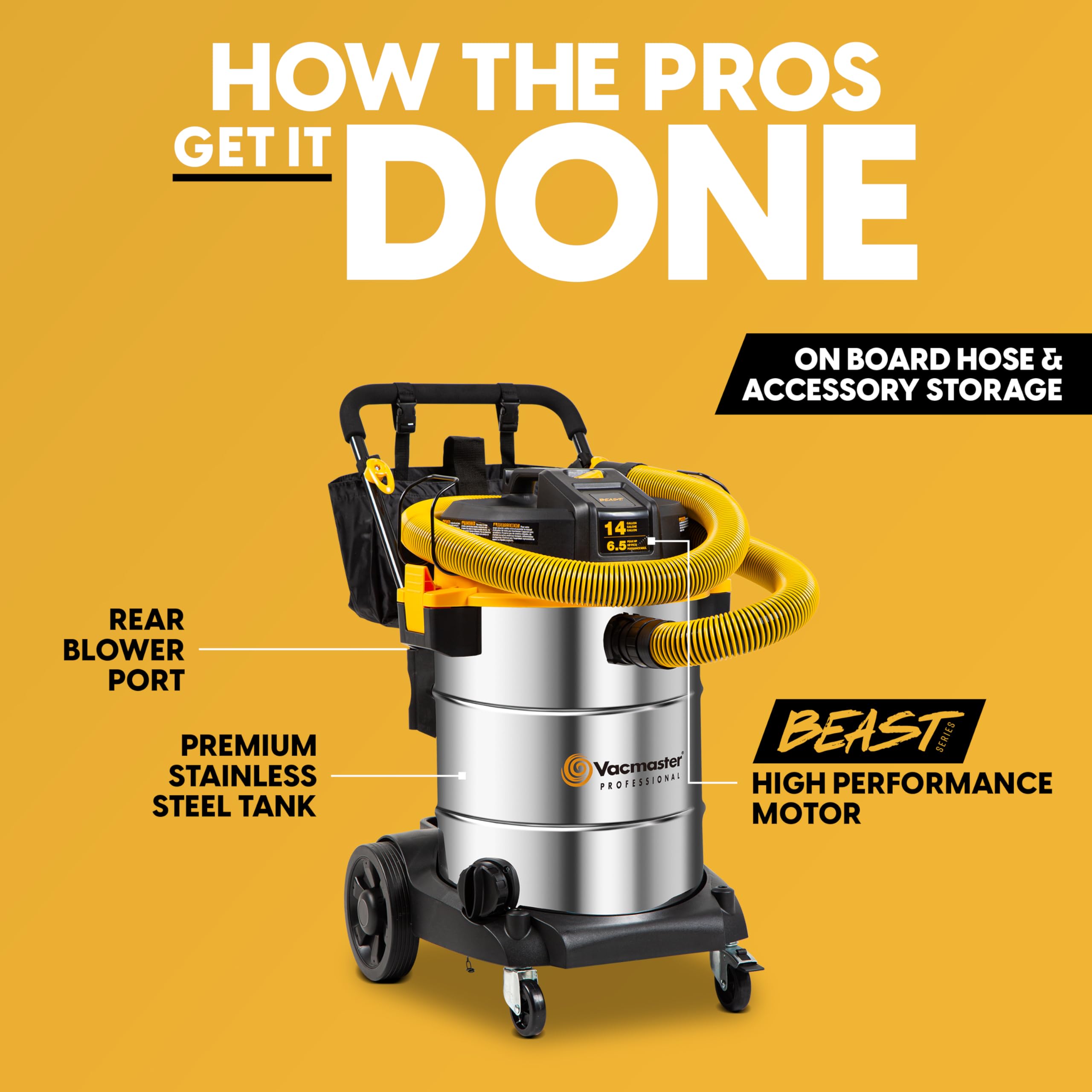 Vacmaster Professional Beast Series 14-Gallon* 6.5 Peak HP† Wet/Dry Vacuum - VJE1412SW 0203 - Image 10
