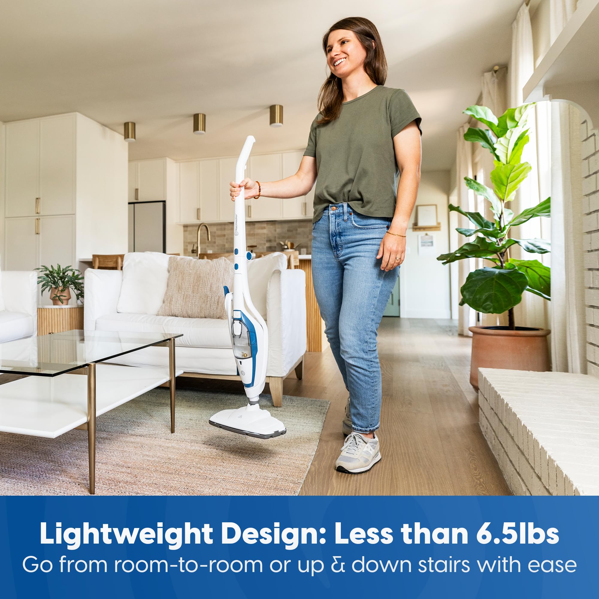 Vacmaster SMF1501 2-in-1 Steam Mop for Floor Cleaning with Detachable Handheld Steamer, Quick-Heating & Lightweight for Hard Floors, Carpets, Tiles and Upholstery - Image 9