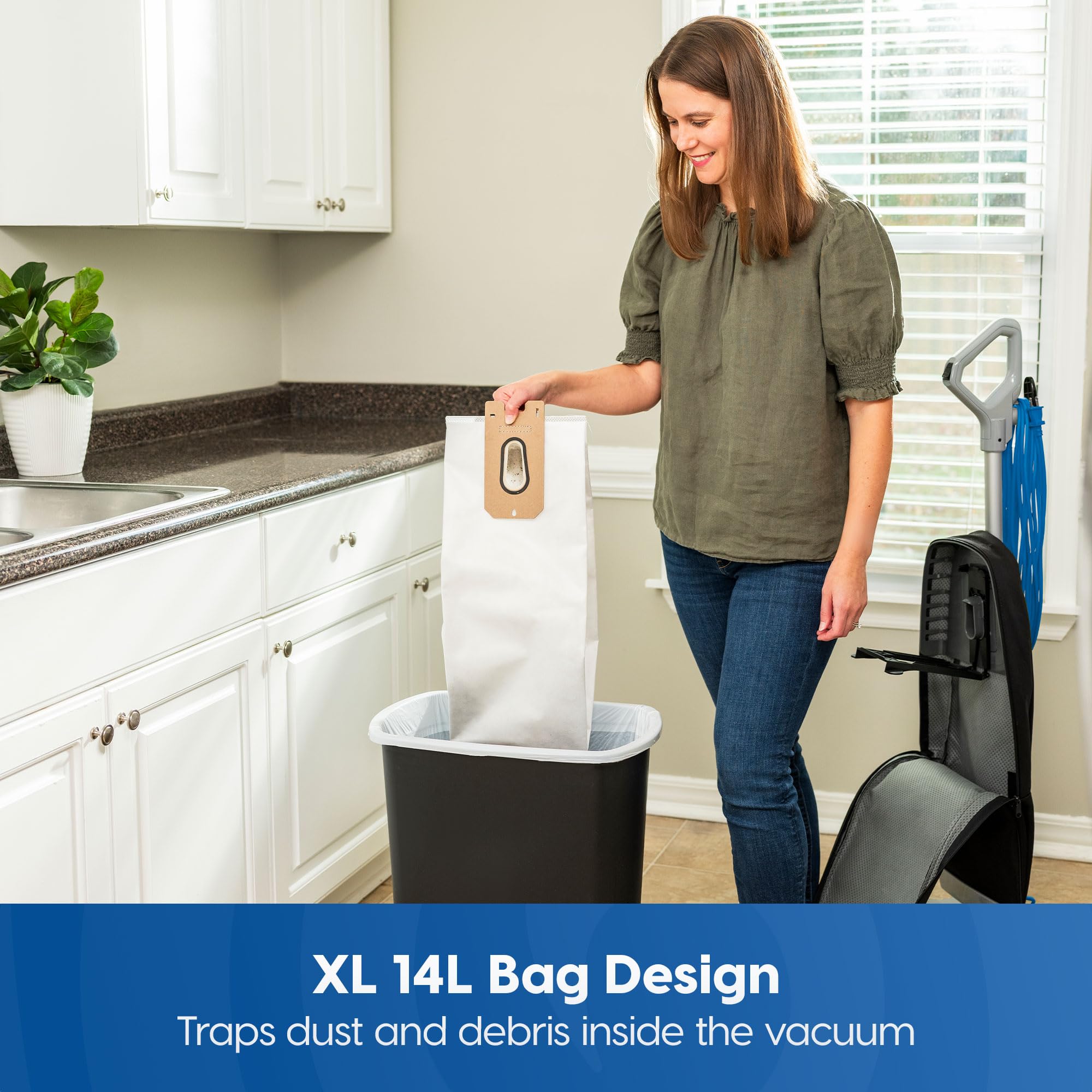 Vacmaster UB0402 Commercial Vacuum Cleaner Ultra-Lightweight 14L Capacity Bagged Upright Vac with LED Headlight and 2-Speed Setting Powerful Suction for Pets, Carpets & Hard Floor - Image 3