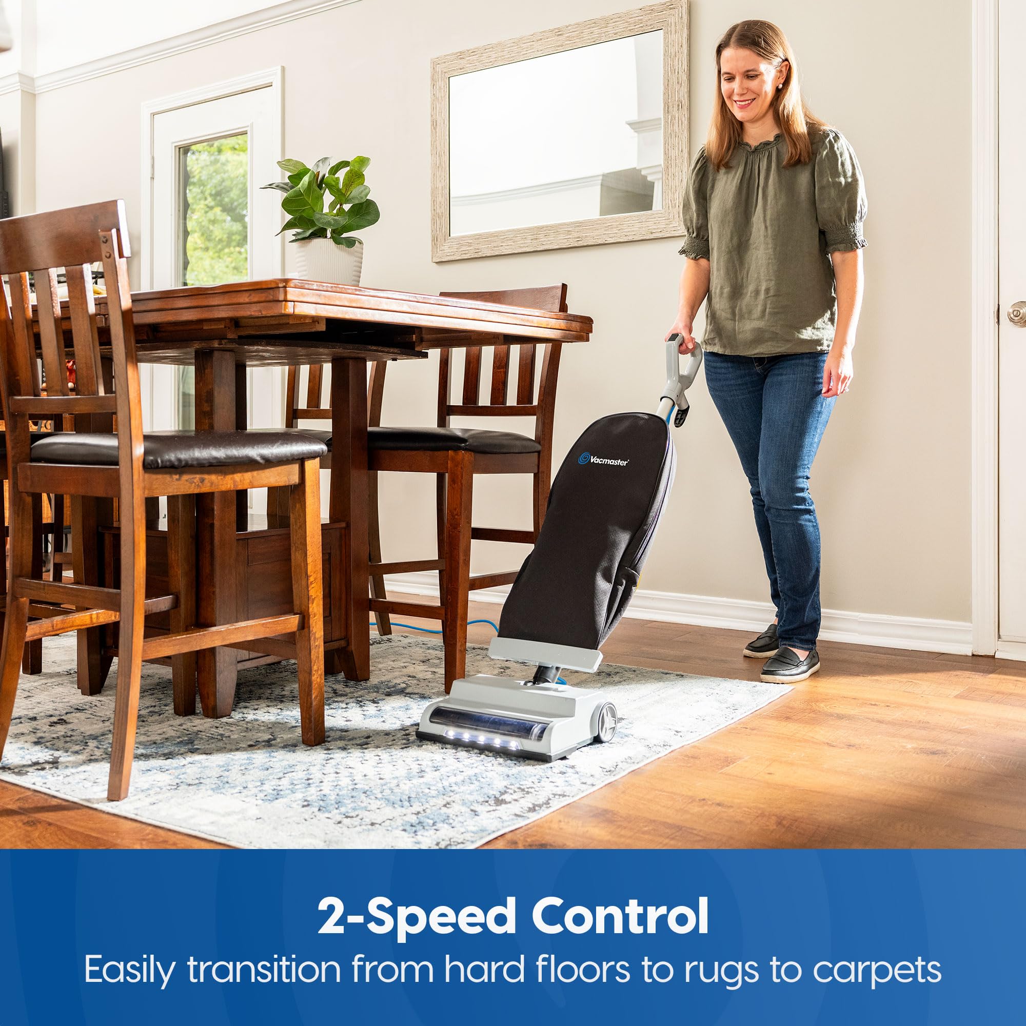 Vacmaster UB0402 Commercial Vacuum Cleaner Ultra-Lightweight 14L Capacity Bagged Upright Vac with LED Headlight and 2-Speed Setting Powerful Suction for Pets, Carpets & Hard Floor - Image 4