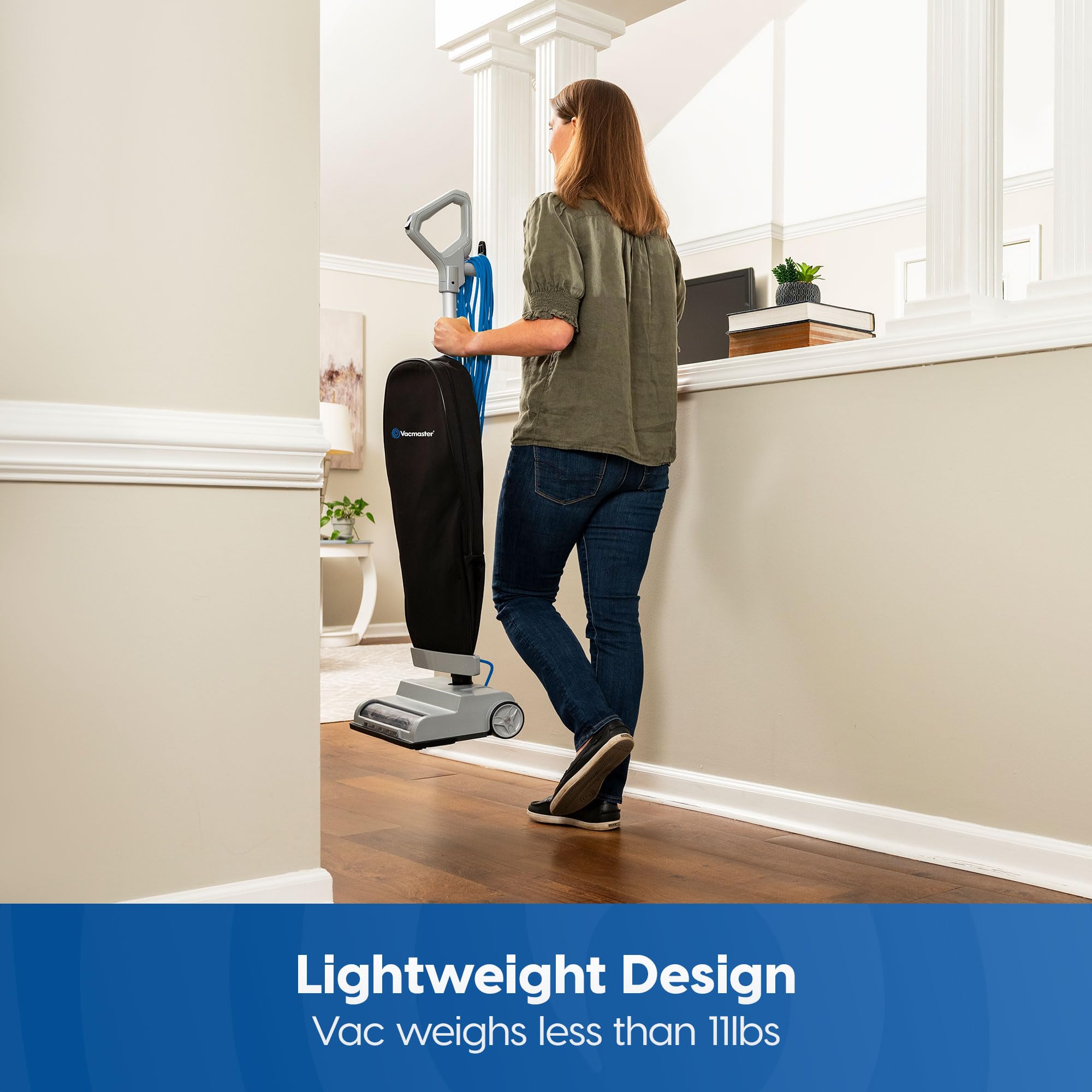 Vacmaster UB0402 Commercial Vacuum Cleaner Ultra-Lightweight 14L Capacity Bagged Upright Vac with LED Headlight and 2-Speed Setting Powerful Suction for Pets, Carpets & Hard Floor - Image 6