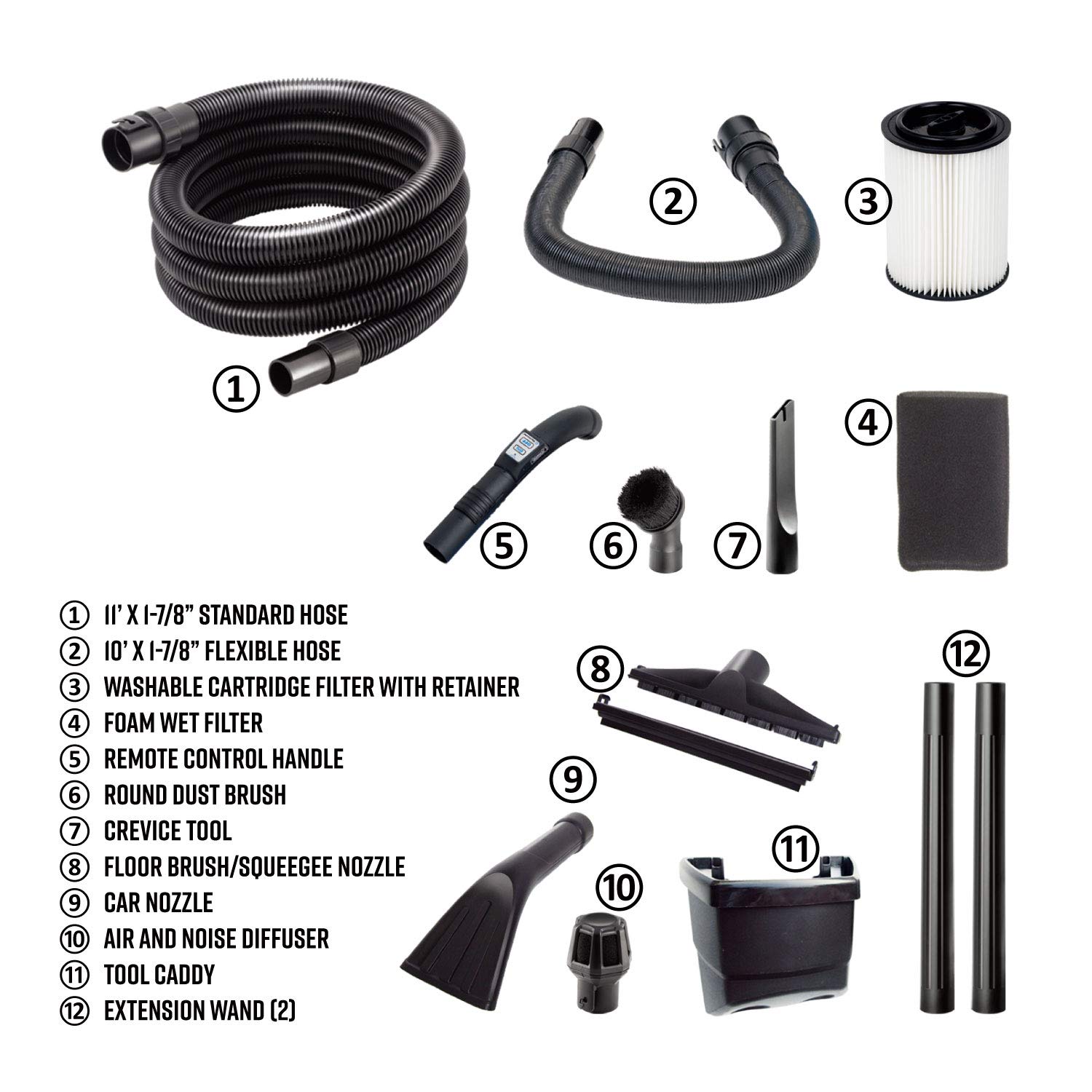 Vacmaster VWM510 5-Gallon 5 Peak HP Remote Control Wall Mount Wet/Dry Shop Vacuum , Blue - Image 3