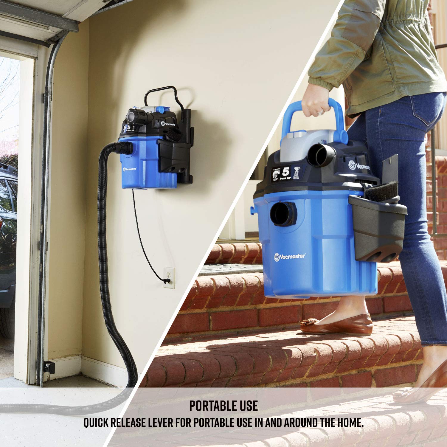 Vacmaster VWM510 5-Gallon 5 Peak HP Remote Control Wall Mount Wet/Dry Shop Vacuum , Blue - Image 5