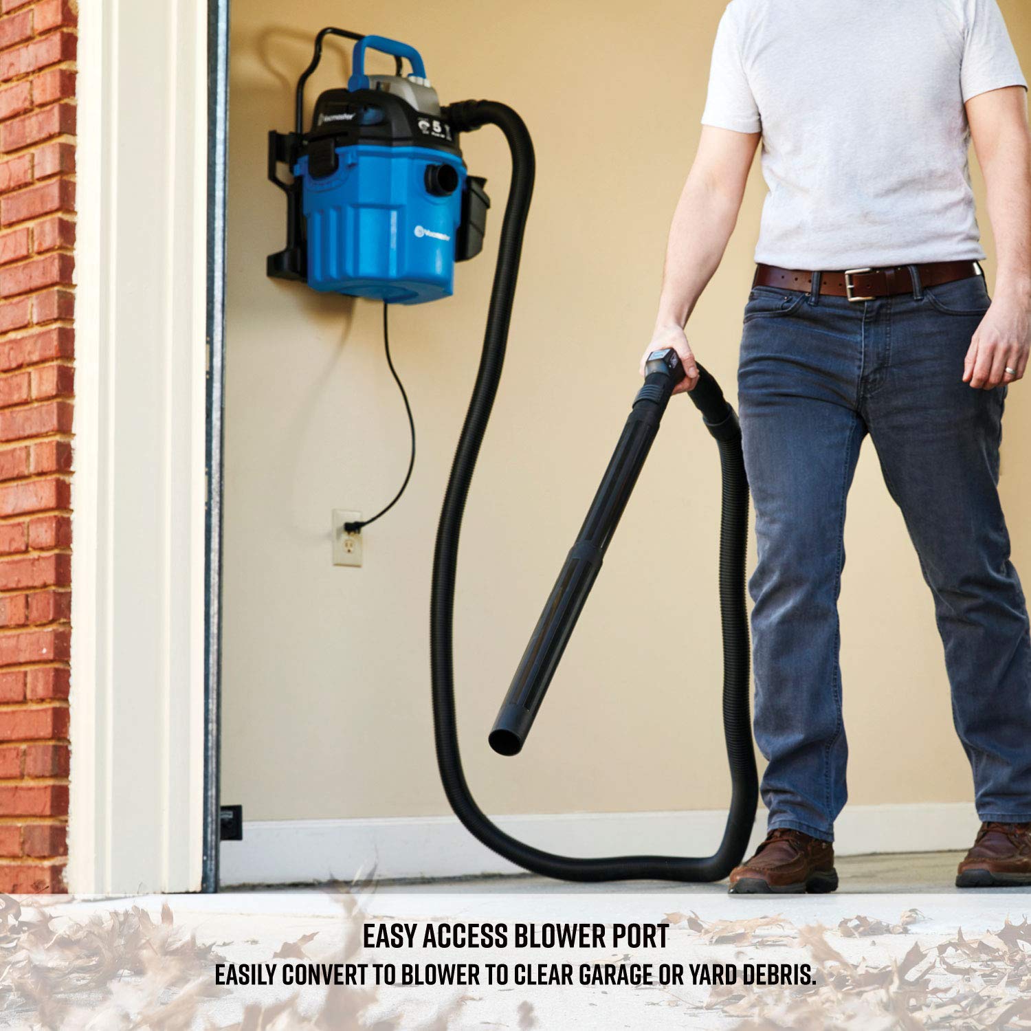 Vacmaster VWM510 5-Gallon 5 Peak HP Remote Control Wall Mount Wet/Dry Shop Vacuum , Blue - Image 6